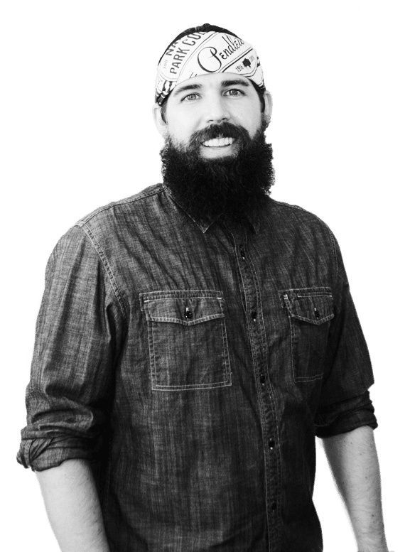 Black and white image of Christopher Dadant, Creative Ogre at CleverOgre in Pensacola, Florida