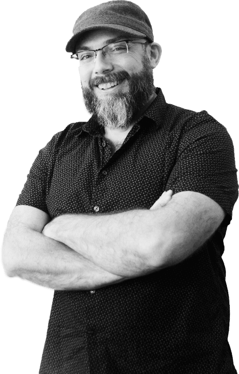 Black and White image of Jevon Young, Content and UX Ogre at CleverOgre in Pensacola, Florida