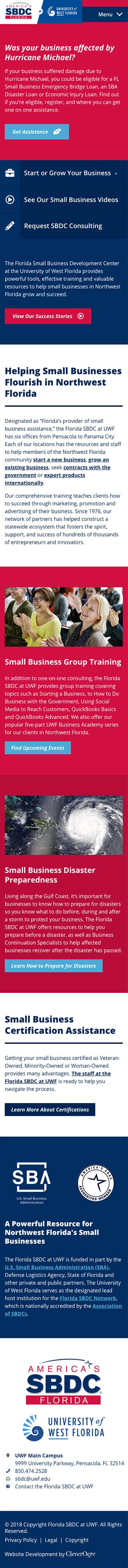 Website developed for SBDC of Florida at UWF by CleverOgre