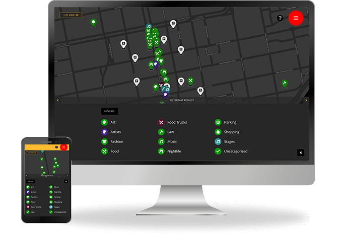 Gallery Night Pensacola website on a desktop computer and mobile phone