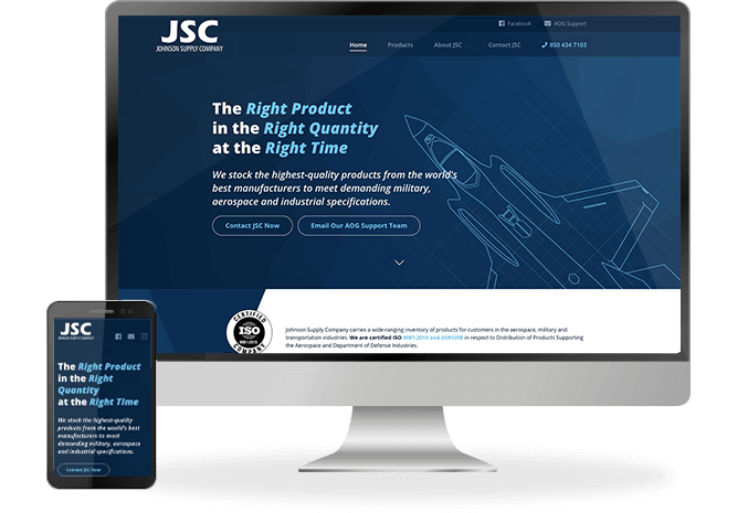 Mobile and desktop mockups of Johnson Supply Company website