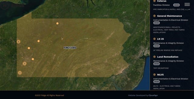 Ridge Where We Work Map
