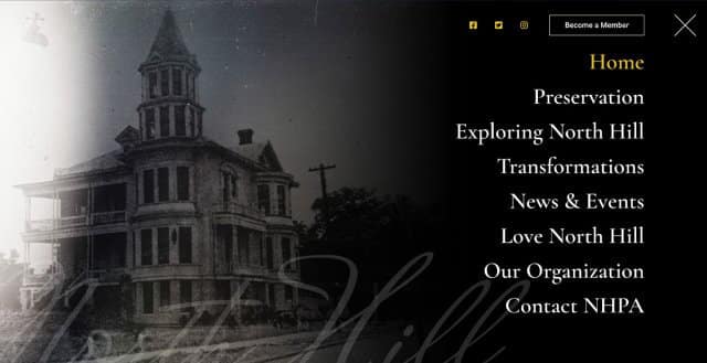 North Hill Preservation menu